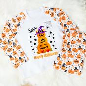 Personalised Kids Halloween Pyjamas-Pumpkin Stack image