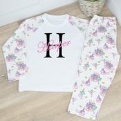 Personalised Kids Pyjamas-Initial &amp;amp; Pink Name image
