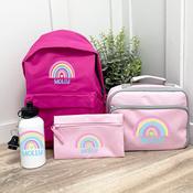 Personalised School Bundle (school bag, lunch bag, pencil case &amp;amp; bottle)- Rainbow