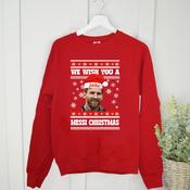 Personalised Christmas Kids/Adults Sweatshirt-Wish You A Messi Christmas(Navy Or Red)
