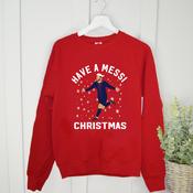 Personalised Christmas Kids/Adults Sweatshirt-Have A Messi Christmas(Navy Or Red)