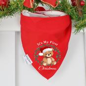 Billy's Bib-Red Teddy Wreath 1st Christmas