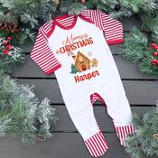 Personalised Christmas Baby Gro-Gingerbread House (Multiple Designs)