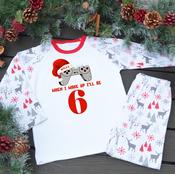 Personalised Kids Birthday Christmas Pyjamas-Christmas Birthday Gamer image