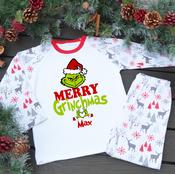 Personalised Kids Christmas Pyjamas-Merry Grinchmas