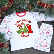 Personalised Kids Birthday Christmas Pyjamas-Christmas Birthday Dino image