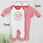 Personalised Mother's Day Baby Grow-Circle Love Heart (Red Stripe) image