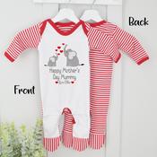 Personalised Mother's Day Baby Grow-Elephant (Red Stripe) image