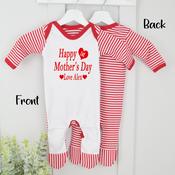 Personalised Mother's Day Baby Grow-Happy 1st Mother's Day (Red Stripe) image