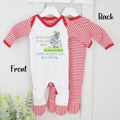 Personalised Mother's Day Baby Grow-I'm So Lucky Blue (Red Stripe) image