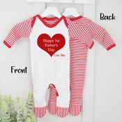 Personalised Father's Day Baby Gro-Red Love Heart(Multiple Colours) image