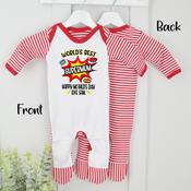 Personalised Mother's Day Baby Grow-Supermum (Red Stripe) image