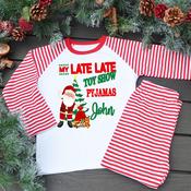 Personalised Kids Christmas Pyjamas-Toy Show Santa (Multiple Designs)