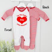 Personalised Valentines Red Stripe Baby Grow-Cutest Little Valentine