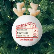 Holiday Boarding Pass Gift Announcement-Personalised Fabric Christmas Decoration image