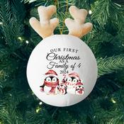 First Christmas Penguin Family (Your Number)-Personalised Fabric Christmas Ornament image