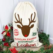 Personalised Christmas Santa Sack-Rudolph Express Sparkle Print image
