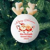 Santa &amp;amp; Mrs Claus Teacher-Personalised Fabric Christmas Decoration