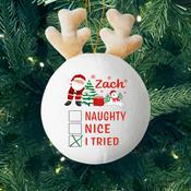 Naughty, Nice-Personalised Fabric Christmas Decoration