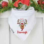 Personalised Christmas Billy's White Bib-Reindeer My 1st Christmas