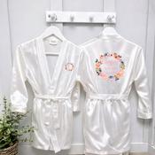 Personalised Satin Communion Bathrobe Front &amp;amp; Back-Flower Wreath