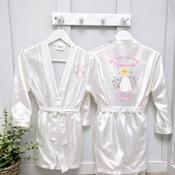Personalised Satin Communion Bathrobe Front &amp;amp; Back-Floral Communion Girl image
