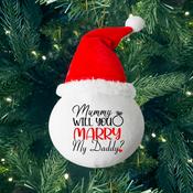 Will You Marry My Daddy Rings-Personalised Fabric Christmas Ornament image