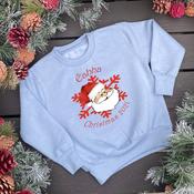 Personalised Christmas Kids Dusty Blue Sweatshirt-Santa Head Snowflake image