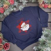 Personalised Christmas Kids Navy Sweatshirt-Santa Head Snowflake