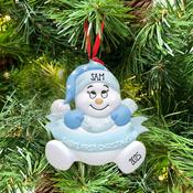 Blue Snow Baby Personalised Hanging Christmas Decoration image