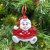 Red Snow Baby Personalised Hanging Christmas Decoration image
