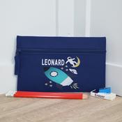 Personalised Navy Pencil Case-Blasting Into image