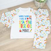 Personalised Kids Pyjamas-When I Wake-Starting Preschool (Blue) image