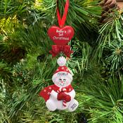 Snow Baby 1st Christmas with Love Heart Personalised Hanging Christmas Decoration image