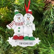 Snowman Sled 2 Personalised Hanging Christmas Decoration image