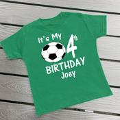 Personalised Kids Birthday T-Shirt-Soccer (Green T-Shirt) image