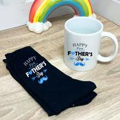 Personalised Bundle Father’s Day Mug &amp;amp; Sock Bundle -Blue Mustache