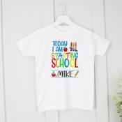 Personalised Starting School T-Shirt-School (Pink Or Blue) image