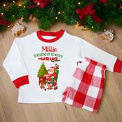 Personalised Kids Christmas Pyjamas-Staying Up Toy Show Santa (Multiple Designs)
