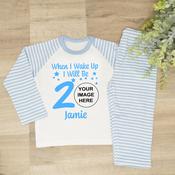 Personalise Your Own Design Kids Pyjamas- When I Wake Your/Image/Character (Blue) image