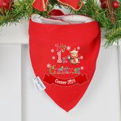 Personalised Red Billy's Bib- Colourful New Teddy My 1st Christmas