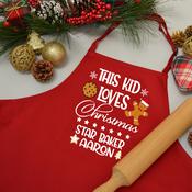 Personalised Christmas Apron-This Kid Loves Christmas Apron(Kids) image