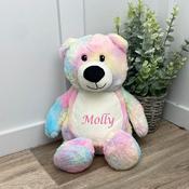 Personalised Embroidered Teddy-Tie-Dye Bear (Different Thread Colours)