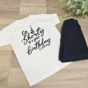 Personalised Birthday T-Shirt &amp;amp; Joggers-Tracksuit-Go Shorty (Black)