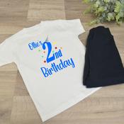 Personalised Birthday T-Shirt &amp;amp; Joggers-Tracksuit-Birthday Hat (Black) image