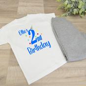 Personalised Birthday T-Shirt &amp;amp; Joggers-Tracksuit-Birthday Hat (Grey)
