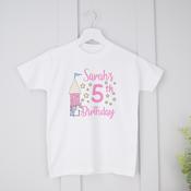 Personalised Kids Birthday T-Shirt-Castle Unicorn image