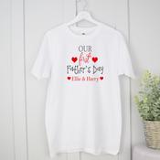 Personalised Father's Day Adult T-Shirt- Red Our First