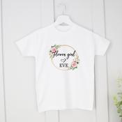 Personalised Wedding T-Shirt-Flower Girl Gold Wreath image