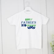 Personalised Father's Day T-Shirt-Green &amp;amp; Blue Moustache